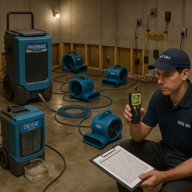 Structural Drying and Dehumidification process in Mount Healthy Heights, OH